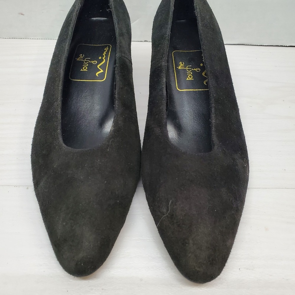 The Touch Of NINA Black Suede Leather Classic Evening Dress Heel Pump Size 6 M - Picture 3 of 16